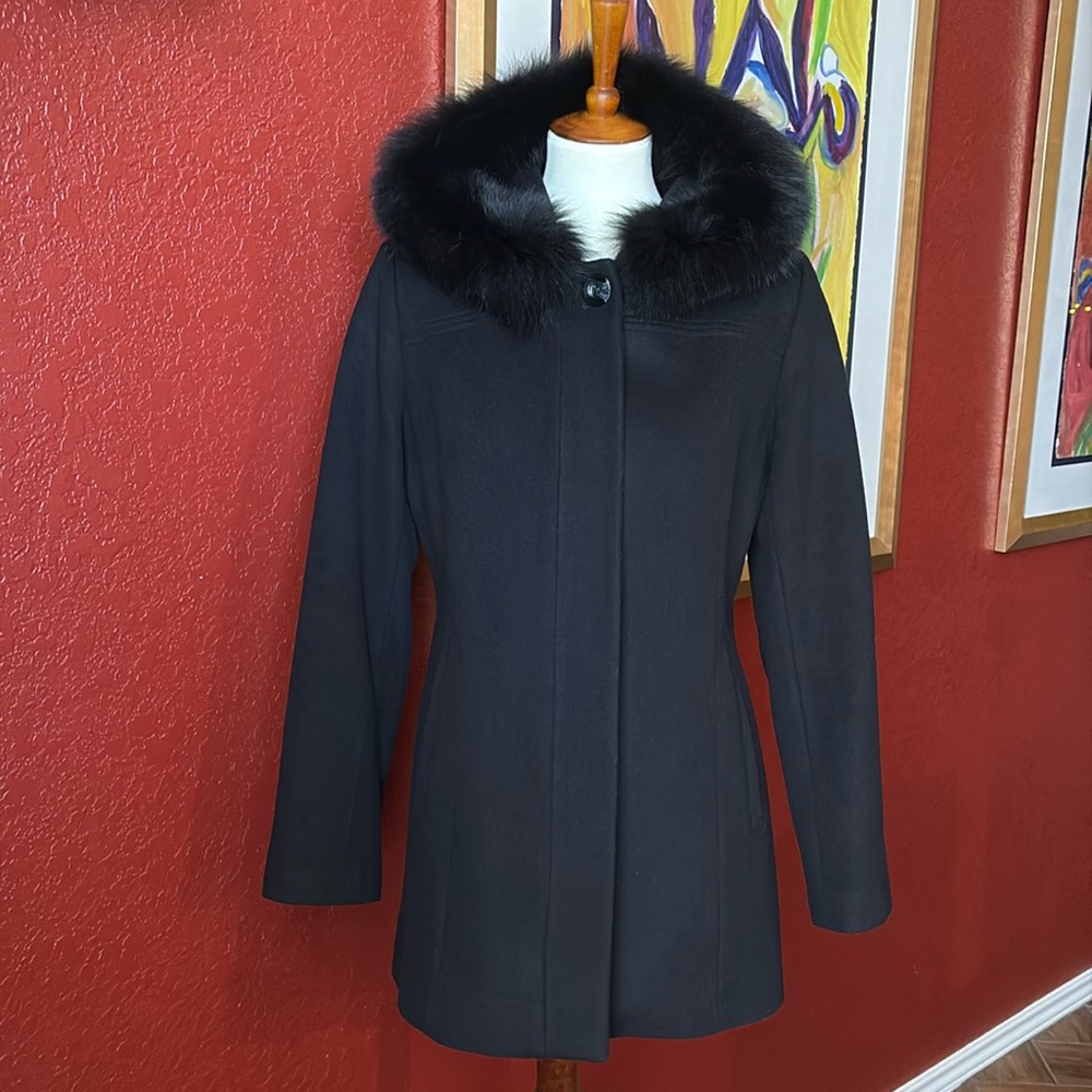 black lambs wool coat size medium